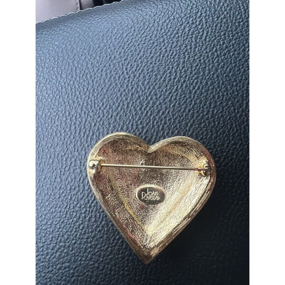 JOAN RIVERS SIGNED SPARKLING CRYSTALS DOUBLE TIERED HEART PIN BROOCH - Picture 4 of 7